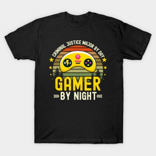 criminal justice major Lover by Day Gamer By Night For Gamers T-Shirt